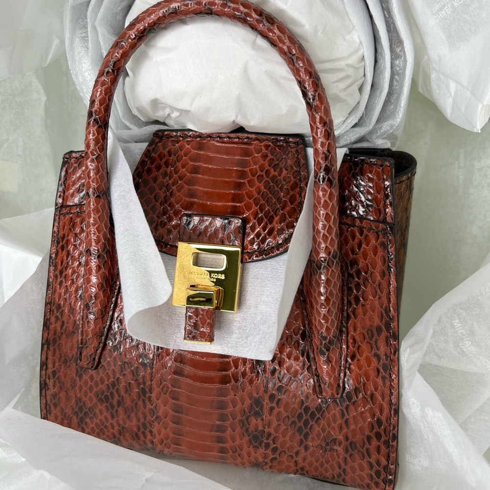 Bancroft Mini Two-Tone Snakeskin Satchel- Michael Kors Collection